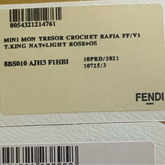 FENDI Raffia Vitello Crochet Mini Mon Tresor Bucket Bag Natural Light Rose - Picture 5 of 6